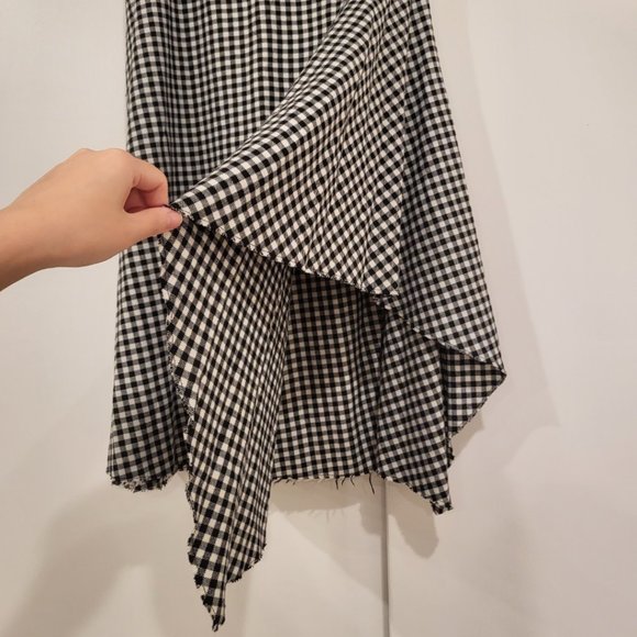 Zara Woven Gingham Check Asymmetric Hem Skirt - Picture 3 of 6